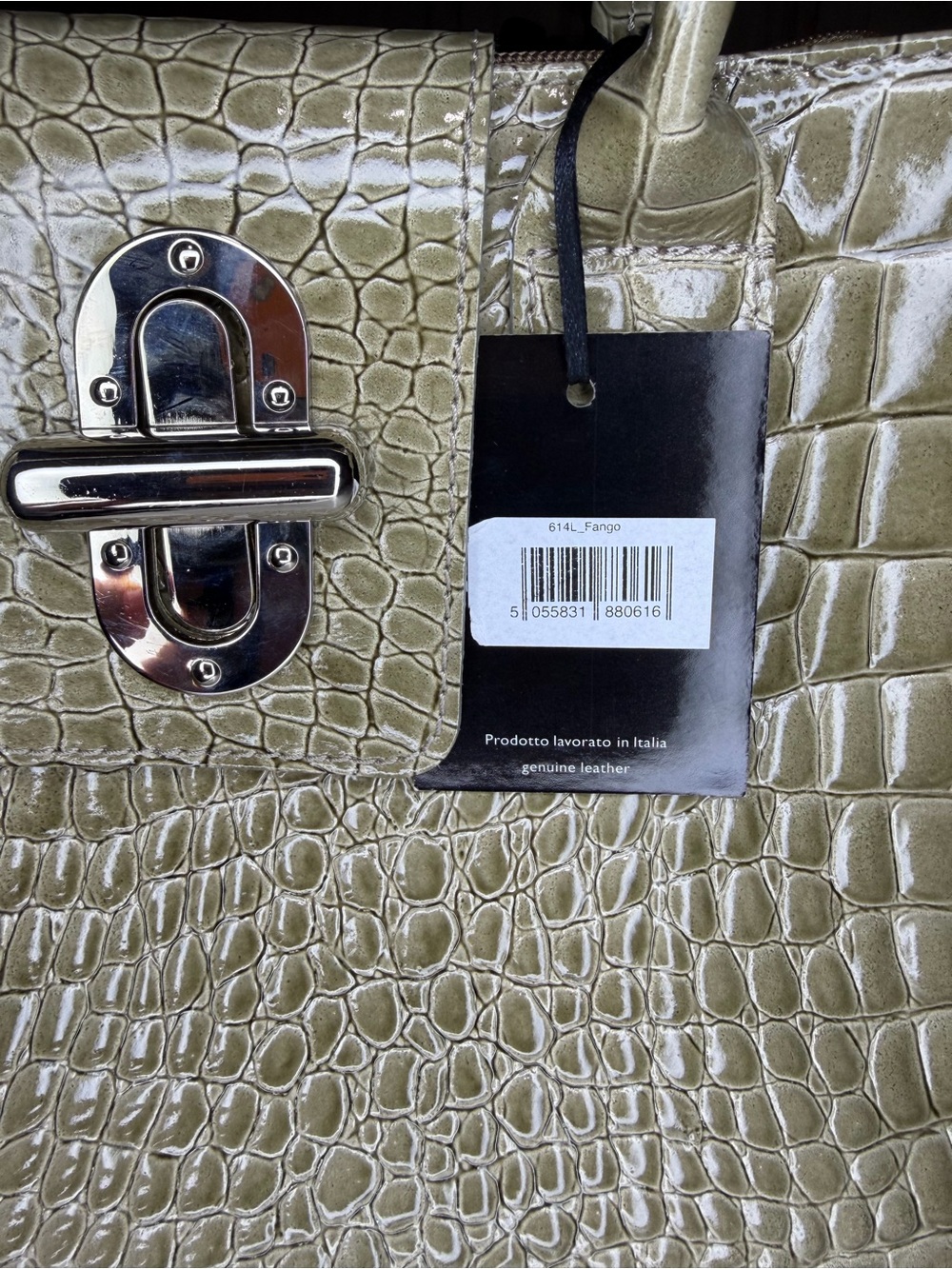 Isabella Rhea Olive Green Croc-Embossed genuine Italian leather - Picture 10 of 10